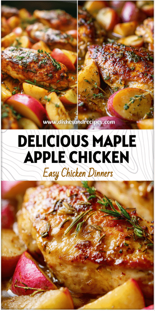 Golden maple apple chicken breast served with roasted apples and herbs for a cozy fall dinner.